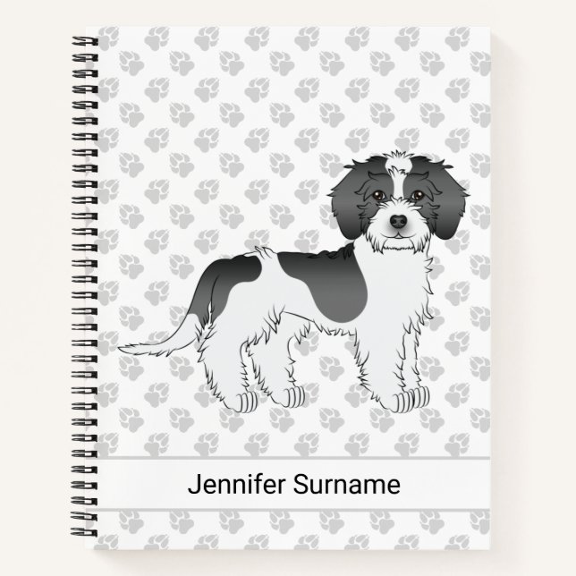 Carnet Chien Mini Goldendoodle Parti-couleur Noir & Texte (Devant)