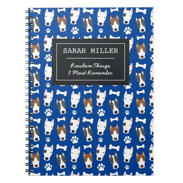 Carnet Chien Motif mignon Doodé de taureau personnalisé T (Devant)