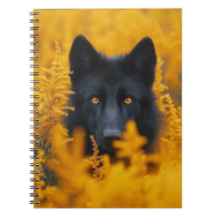 Carnet Chien noir aux yeux d'or étonnants