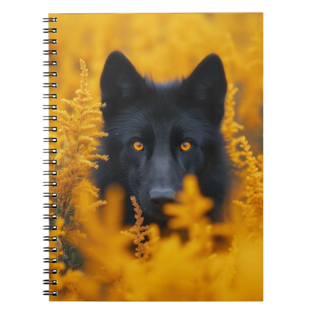 Carnet Chien noir aux yeux d'or étonnants (Devant)