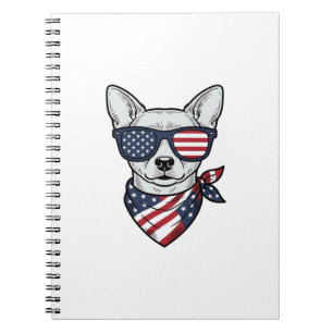 Carnet Chien Patriotique avec Lunettes de Soleil Drapeau
