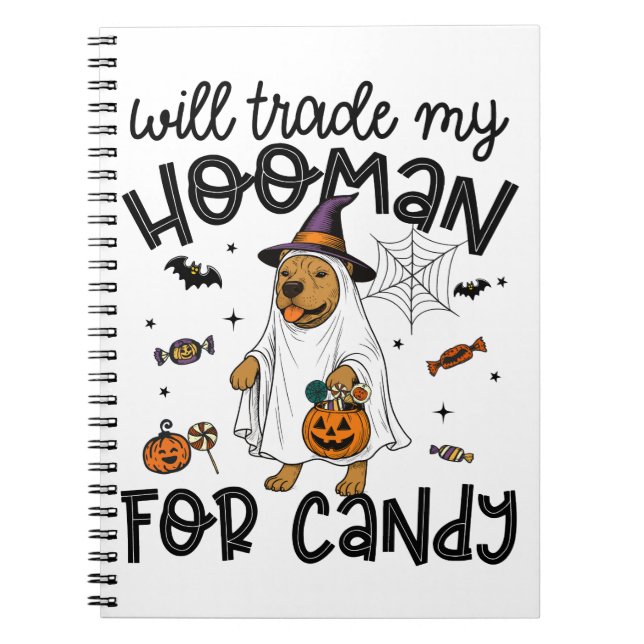 Carnet Chien Pitpull Halloween Fantôme Épouvantable (Devant)