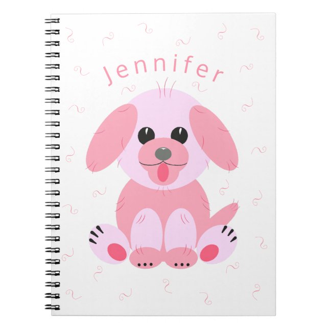 Carnet Chien rose Chien rose Personnalisé Carton simple (Devant)
