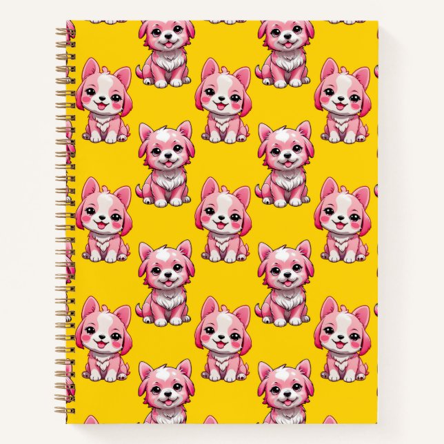 Carnet Chien rose Motif design - Jaune (Devant)