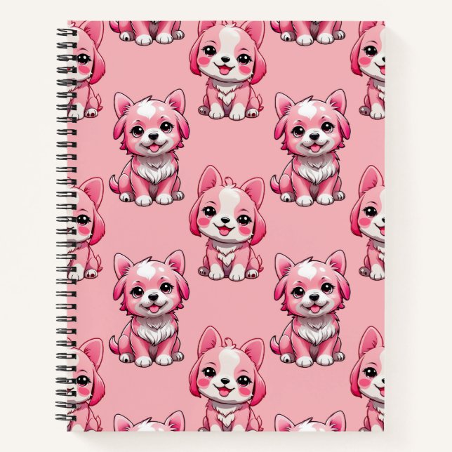 Carnet Chien rose Motif design - Rose (Devant)