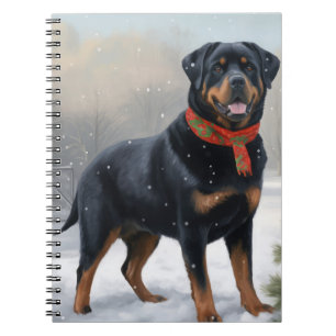 Carnet Chien Rottweiler pendant Noël de neige