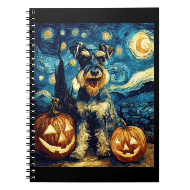 Carnet Chien Schnauzer Miniature Mignon Halloween Jack O  (Devant)