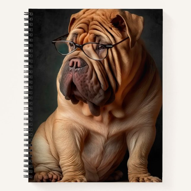 Carnet Chien Shar Pei Intelligent avec Conception de Livr (Devant)