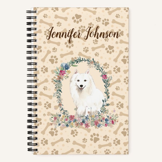 Carnet Chien Spitz Japonais Empreinte de patte & Cute Flo (Recto)