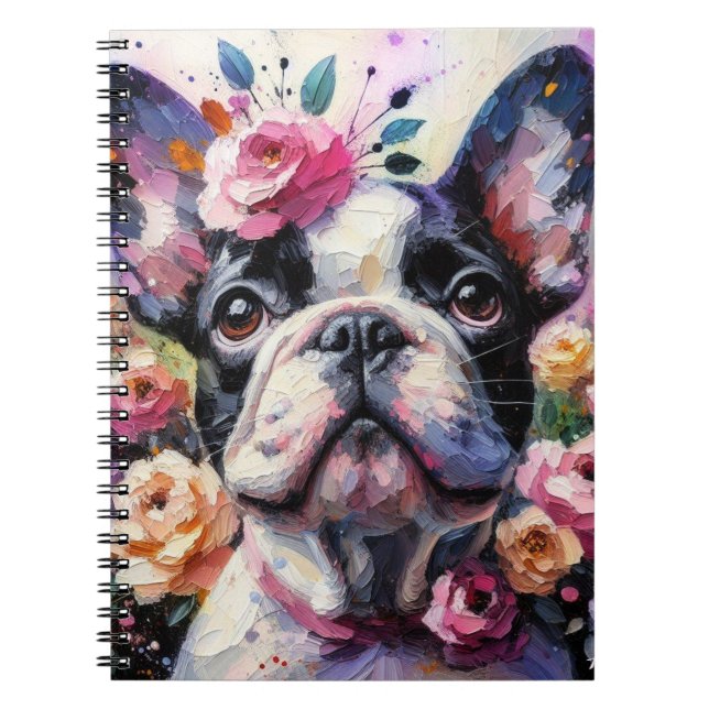 Carnet Chien-taureau français avec peinture impressionnis (Devant)