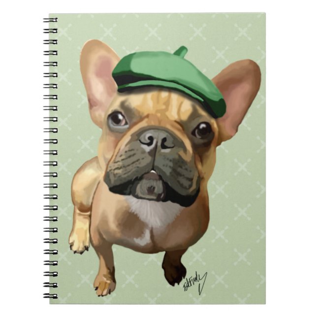 Carnet Chien-taureaux français Brown avec Casquette vert (Devant)