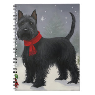 Carnet Chien Terrier Écossais dans la neige de Noël