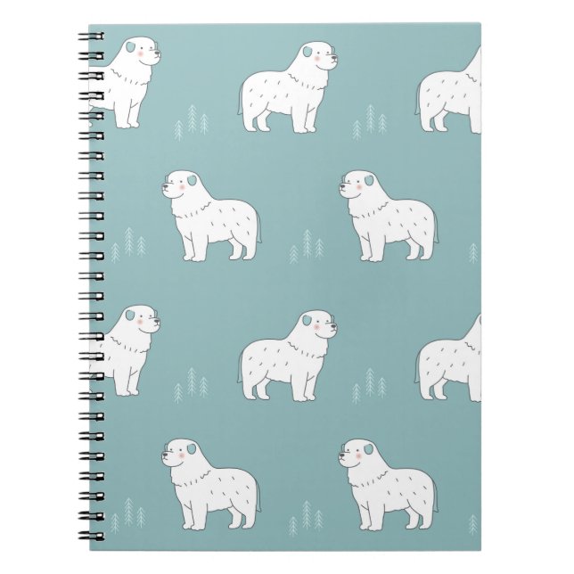 Carnet Chien vintage des Grands Pyrénées illustration tra (Devant)