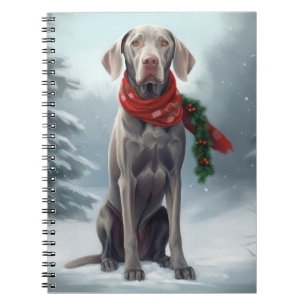 Carnet Chien Weimaraner à Noël de neige