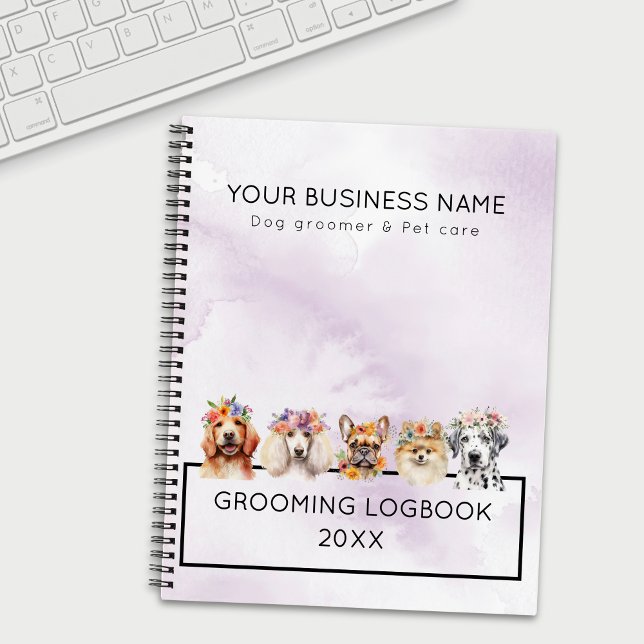 Carnet Chiens adorables avec couronne de fleurs, aquarell (Créateur téléchargé)