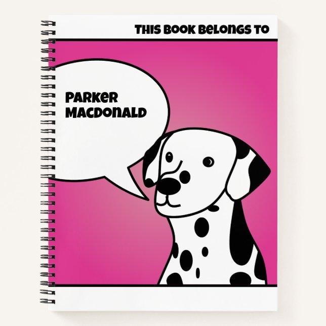 CARNET CHIENS BLANCS NOIRS MIGNONS BANDE DESSINEE TACHES  (Devant)