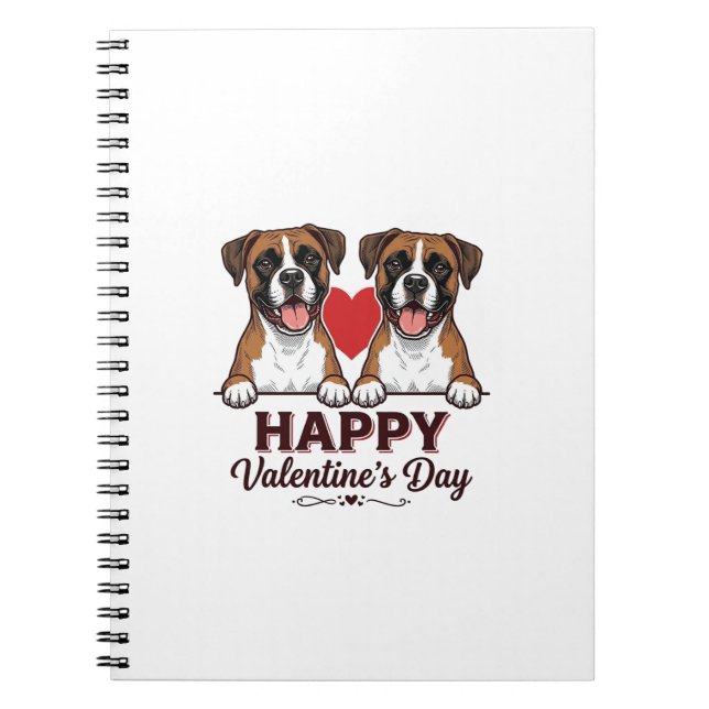 Carnet Chiens Boxer Joyeuse Saint-Valentin Vintage (Devant)