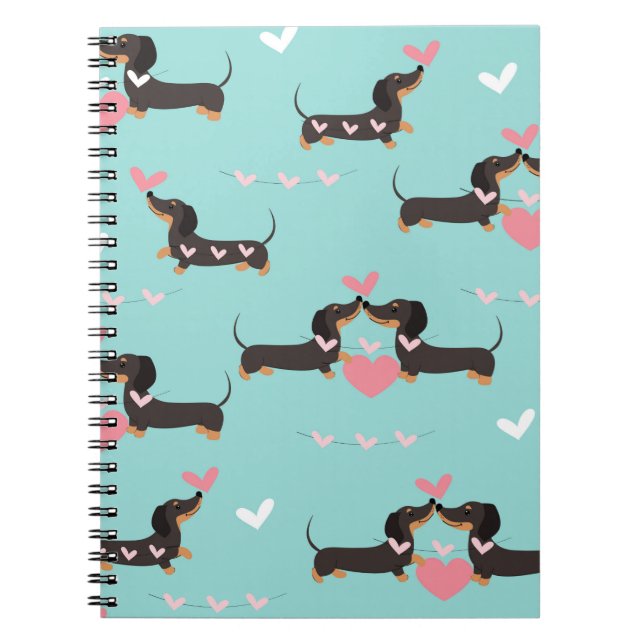 Carnet Chiens Dachshund dans l'amour et le coeur sans cou (Devant)