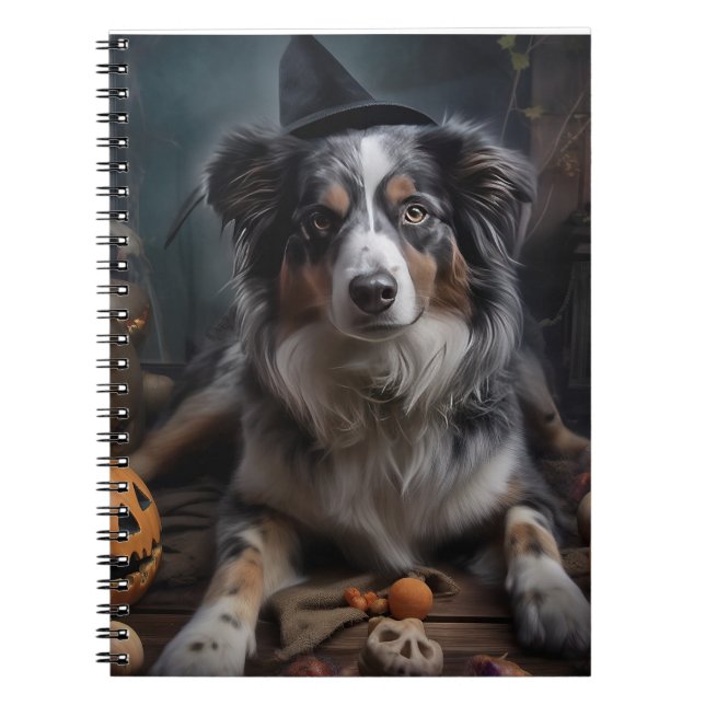 Carnet Chiens de berger australiens Citrouilles Halloween (Devant)