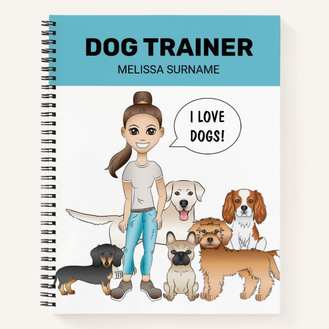 Carnet Chiens de Dessin Animé Mignons Avec Une Fille De D (Devant)