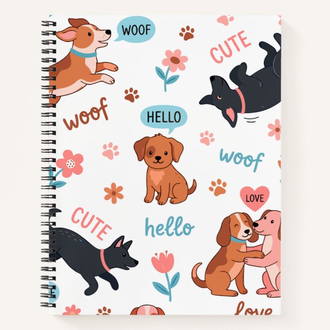 Carnet Chiens de dessin animé mignons motif esthétique d' (Devant)