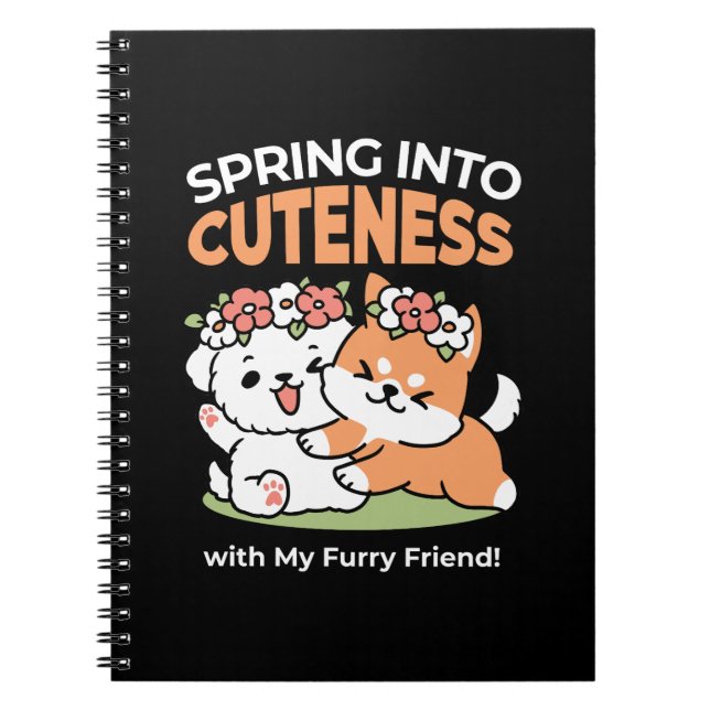 Carnet Chiens de jeu avec Flower Crowns - Fun Spring Them (Devant)