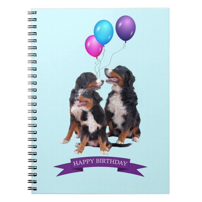 Carnet Chiens de Montagne bernois joyeux anniversaire (Devant)
