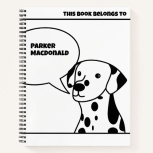 CARNET CHIENS EN PELUCHE NOIRS ET BLANCS AVEC DES TACHES
