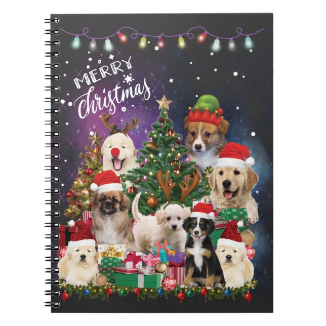 Carnet Chiens Joyeux Noël Lumière (Devant)