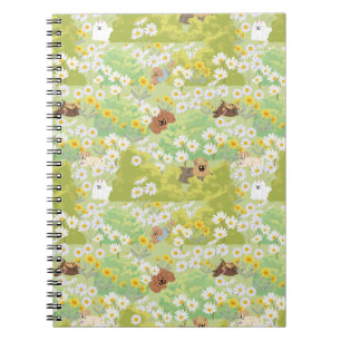 Carnet Chiens mignons avec motif sans couture de fleurs d