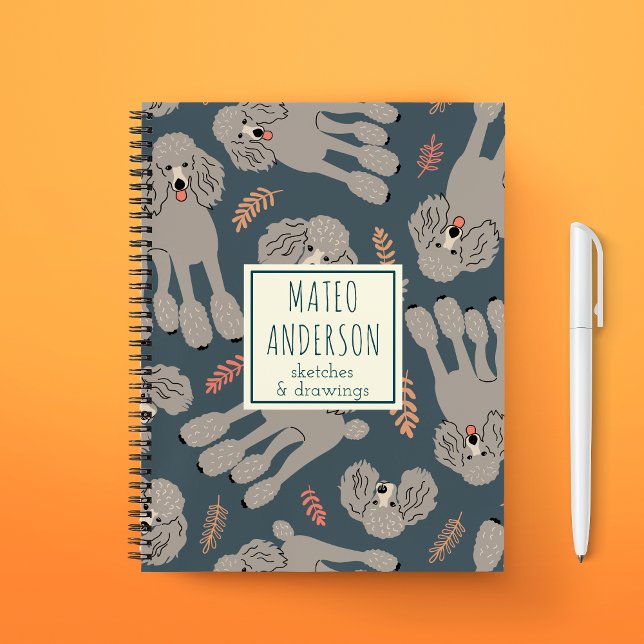 Carnet Chiens mignons avec plantes Nom personnalisé Vert (Créateur téléchargé)