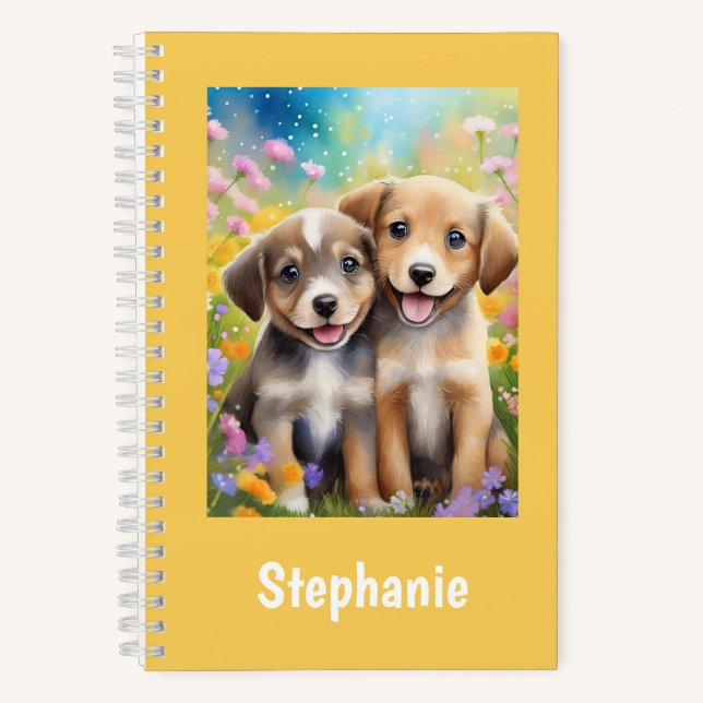 Carnet Chiens mignons Chiens Personnalisés Nom des enfant (Recto)