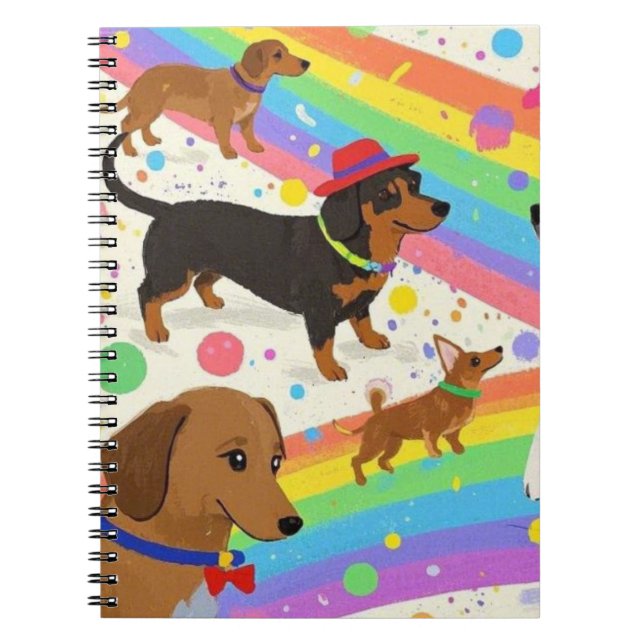 Carnet Chiens mignons et amusants avec arc-en-ciel (Devant)