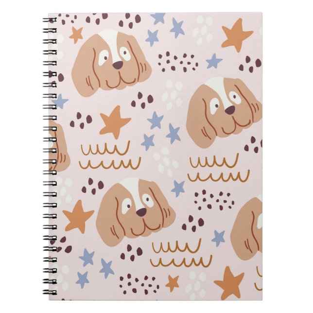 Carnet Chiens mignons, étoiles, lignes : vintage sans sou (Devant)