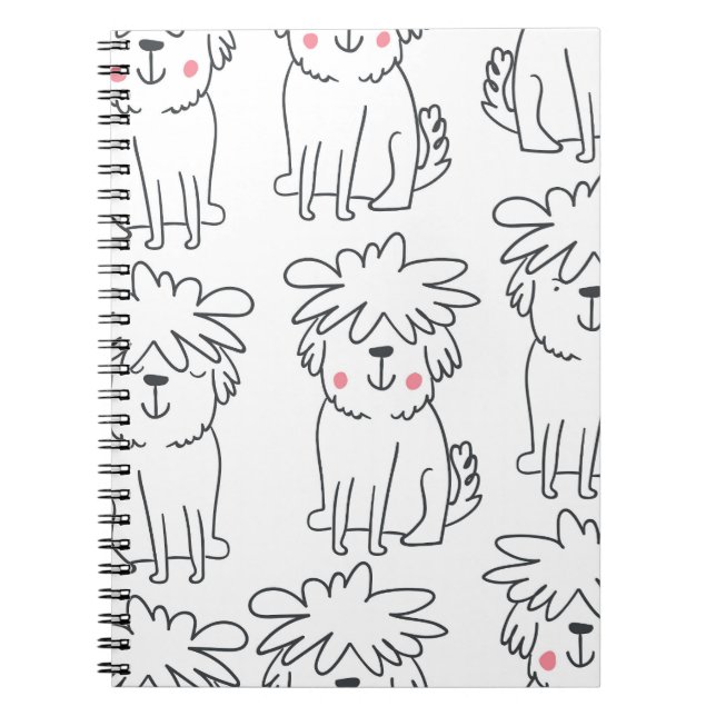 Carnet Chiens moelleux à main : motif vintage. (Devant)