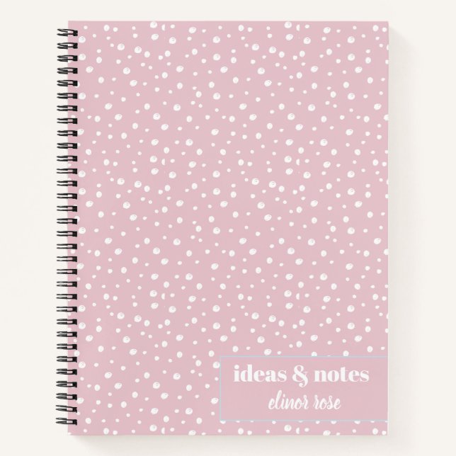 Carnet Chiffres blancs Abstraits de la main modernes rose (Devant)