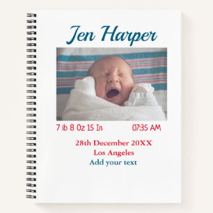 Carnet Chiffres de naissance bébé ajouter nom lieu date d