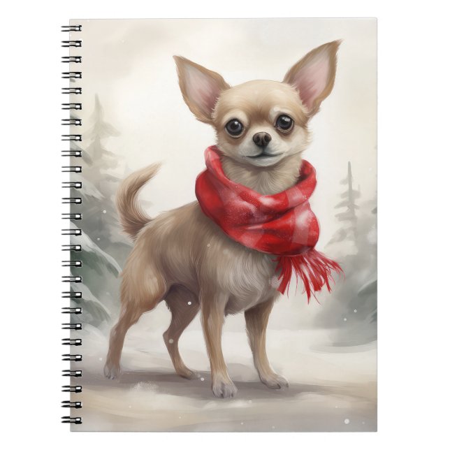 Carnet Chihuahua Chien dans Noël de neige (Devant)