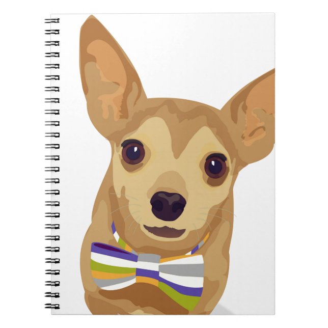 Carnet Chihuahua dans un bowtie sur un arrière - plan bla (Devant)