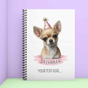 Carnet Chihuahua mignon avec le nom rose pour l'écriture 