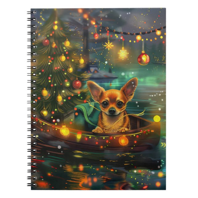 Carnet Chihuahua Noël Festive Voyage (Devant)