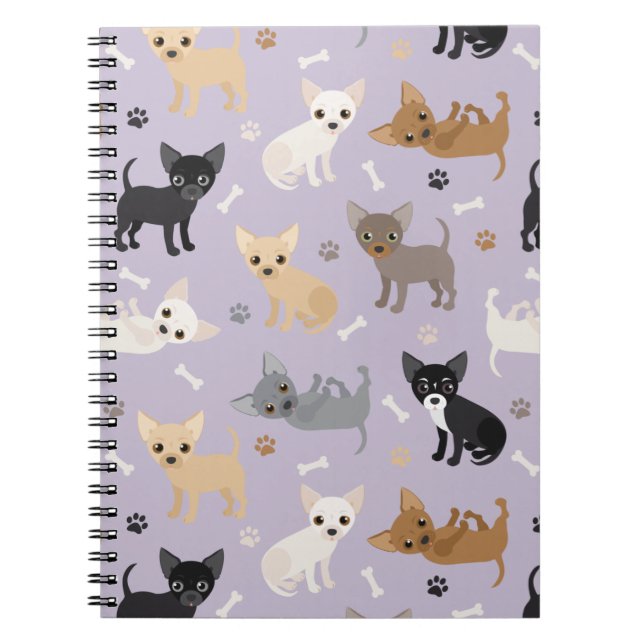 Carnet Chihuahua Os et pattes violet (Devant)
