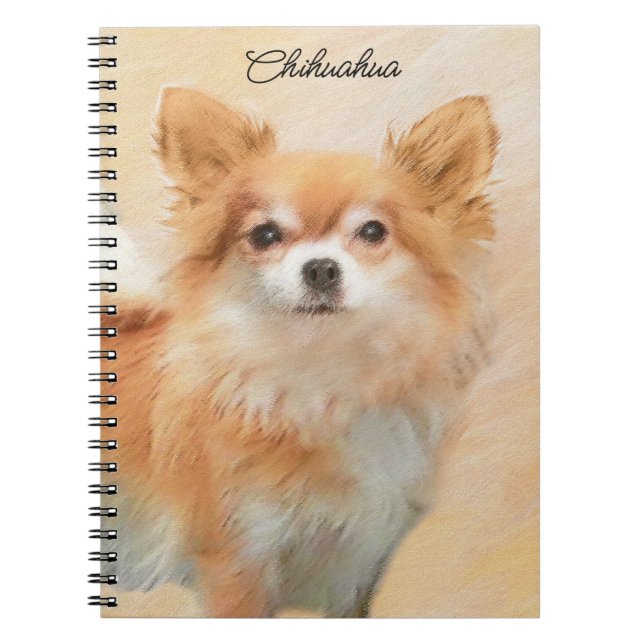 Carnet Chihuahua Peinture de Chien à long Haired Art orig (Devant)