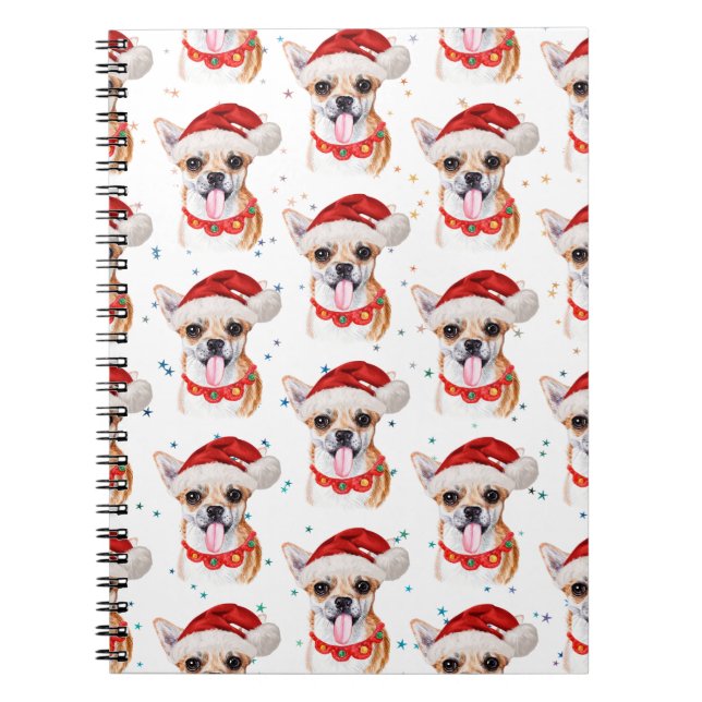 Carnet Chihuahua race Aquarelle Chien Motif Noël (Devant)