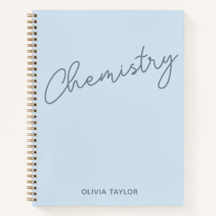 Carnet Chimie Bleu Clair Nom Personnalisé Objet