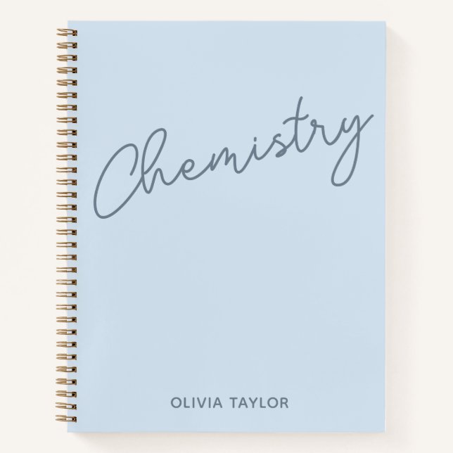 Carnet Chimie Bleu Clair Nom Personnalisé Objet (Devant)