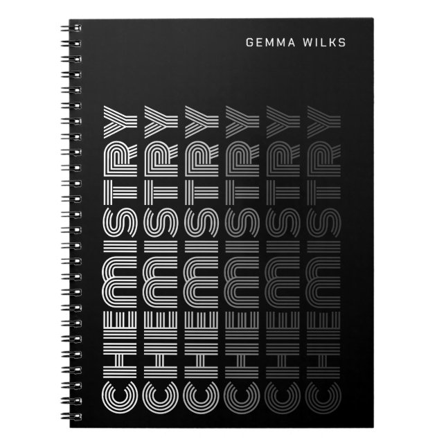 Carnet Chimie élégante moderne modifiable noir (Devant)