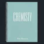 Carnet Chimie Papier blanc et lin Aqua Blue Nom<br><div class="desc">Un carnet mignon et tendance à emmener en classe de chimie ou pour les devoirs avec une couverture simple et minimaliste dans joli bleu aqua et l'espace pour le sujet de l'école et votre nom pour être personnalisé.</div>