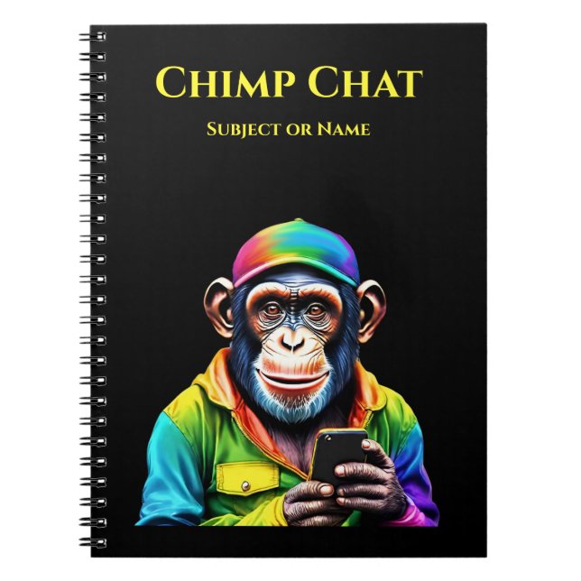 Carnet Chimp Conversation-Chimpanzé avec téléphone (Devant)
