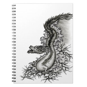 Carnet Chine Dragon, noir et blanc Design en Tattoostyl